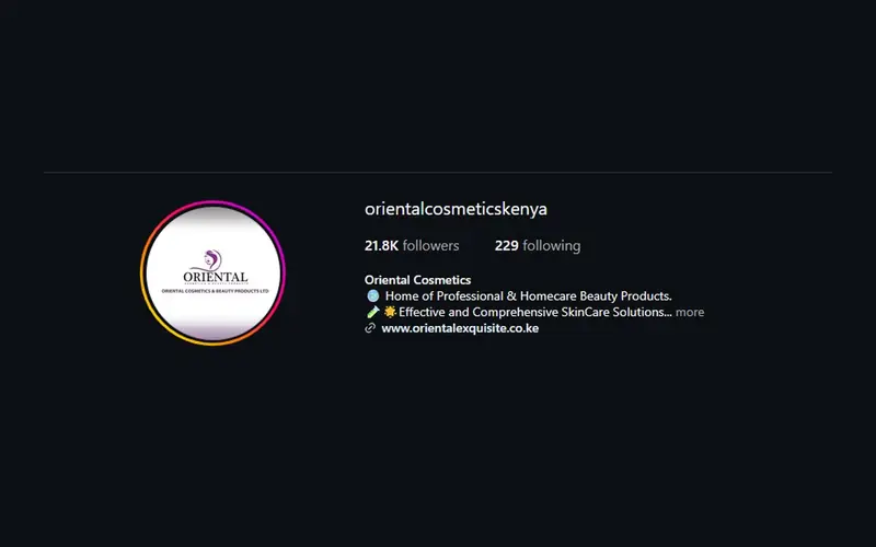 Oriental Cosmetics Kenya social media management