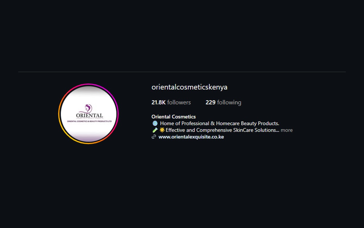 Oriental Cosmetics Kenya social media management